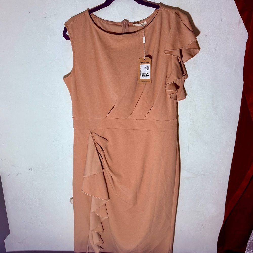 Pink Asymmetrical Midi Dress with Flutter Sleeves NWT women’s XL